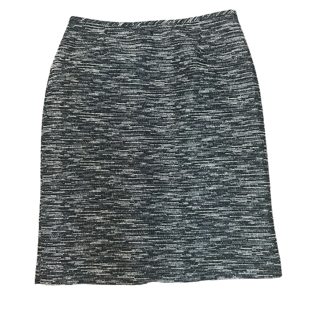 Tahari Arthur S Levine ASL Black and White Tweed Pencil w Back Slit Skirt Size 6
